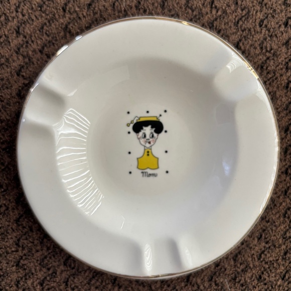 Sica China Co. Ashtrays Mom Dad Vintage Metallic Gold Trim Small Lot Bundle of 2 - Picture 3 of 5